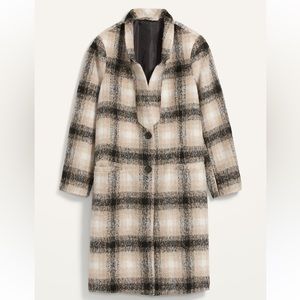 New old navy Oversized Soft-Brushed Plaid Overcoat xs